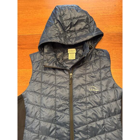 Large LL Bean Puffy Vest Hooded Blue Quilted Winter - Picture 2 of 7